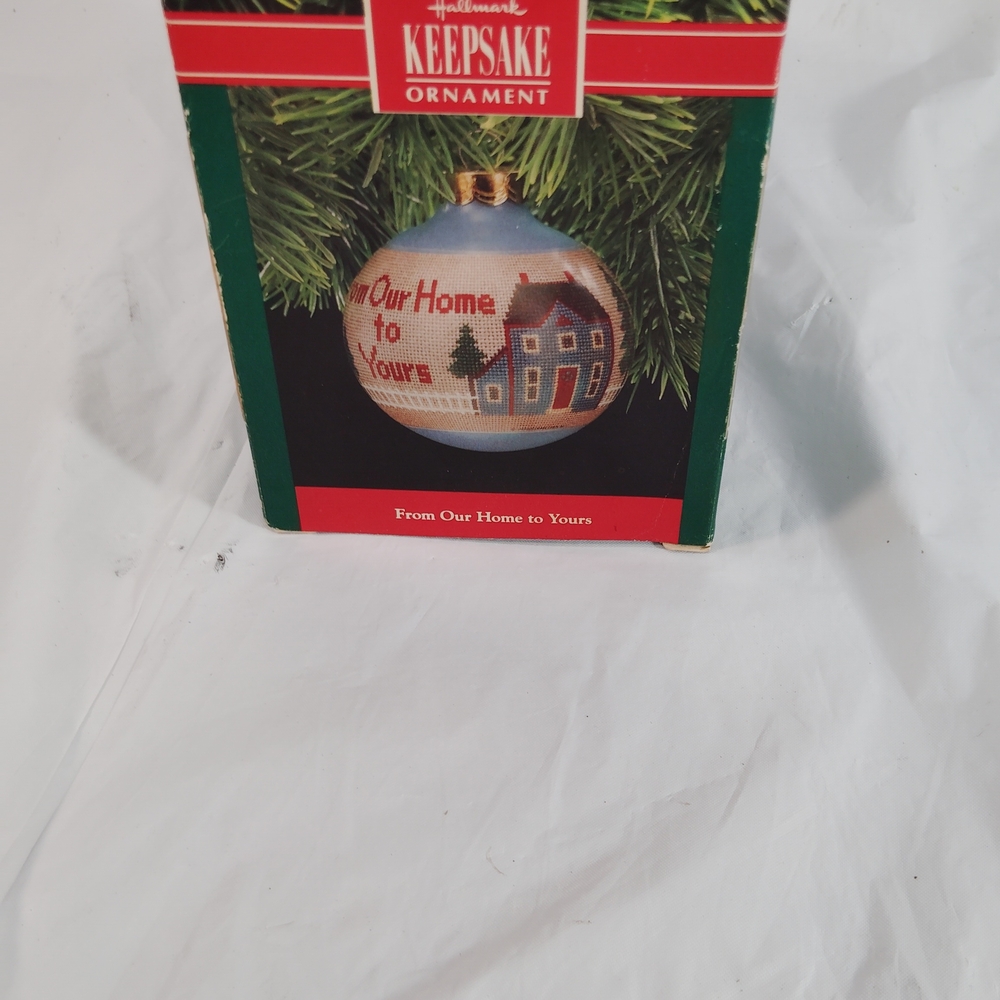 1990 Hallmark From Our Home to Yours Glass Bulb Keepsake Holiday Ornament
